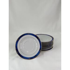 Pegasus Cobalt Blue & Gold Trim Saucers Set of 9 – 5 7/8”